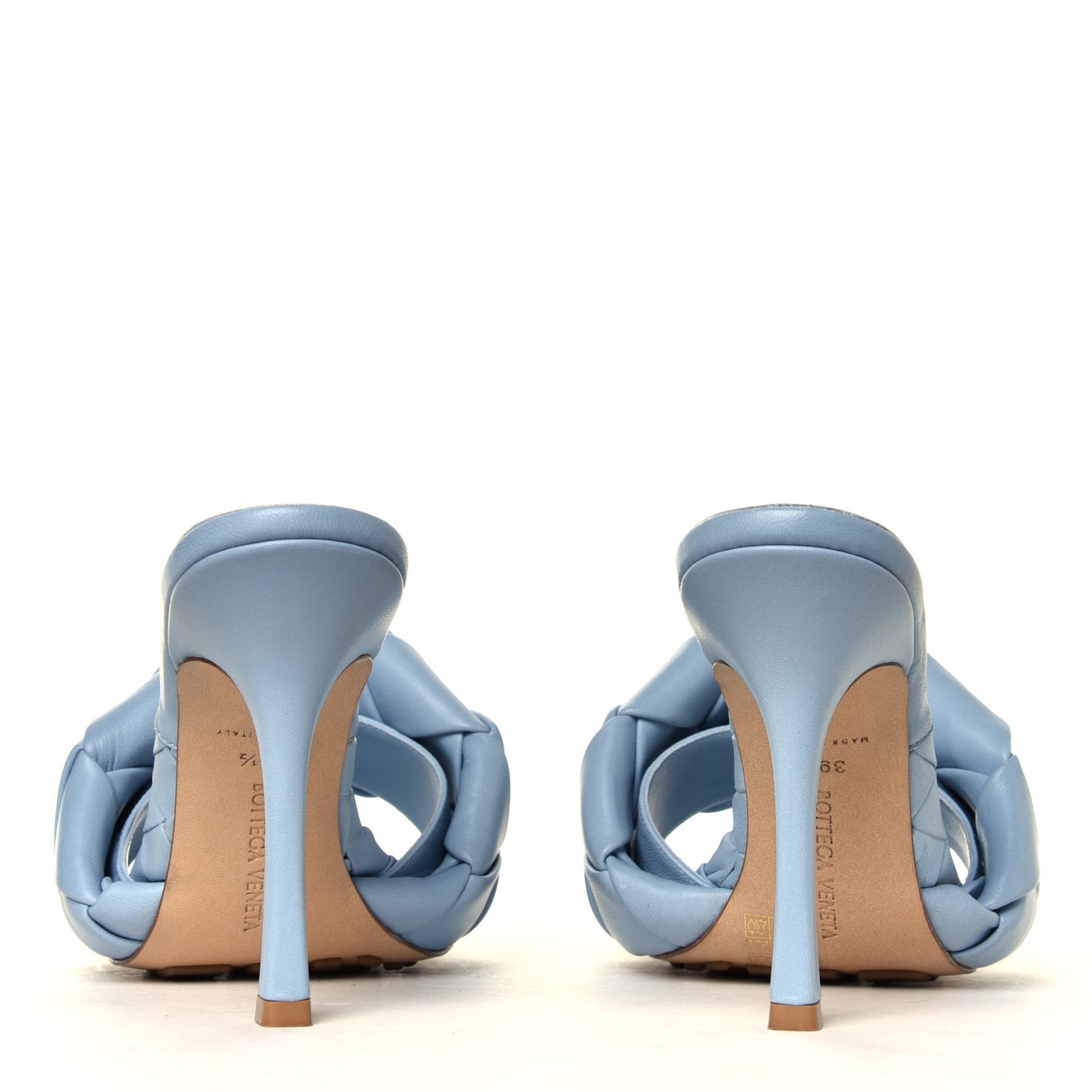 Nappa Maxi Intrecciato Lido Mule Sandals 39.5 Ice