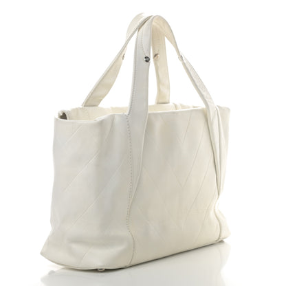 Chanel Calfskin CC Chevron All Day Long Tote White 3 of 18