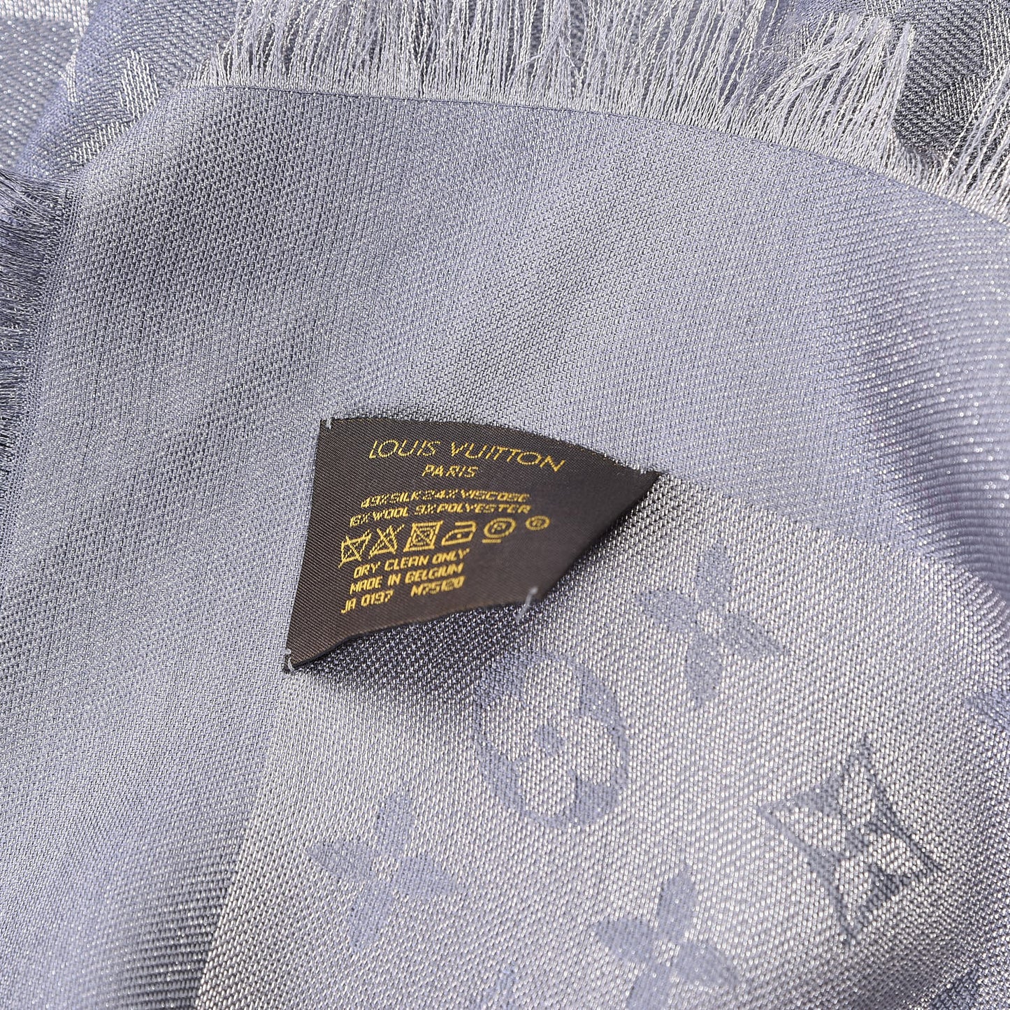 Silk Lurex Wool Monogram Shine Shawl Charcoal Grey