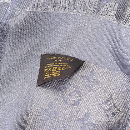 Louis Vuitton Silk Lurex Wool Monogram Shine Shawl Charcoal Grey 6 of 6
