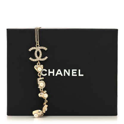 Chanel Crystal Pearl Star 5 CC Necklace Gold White 6 of 6