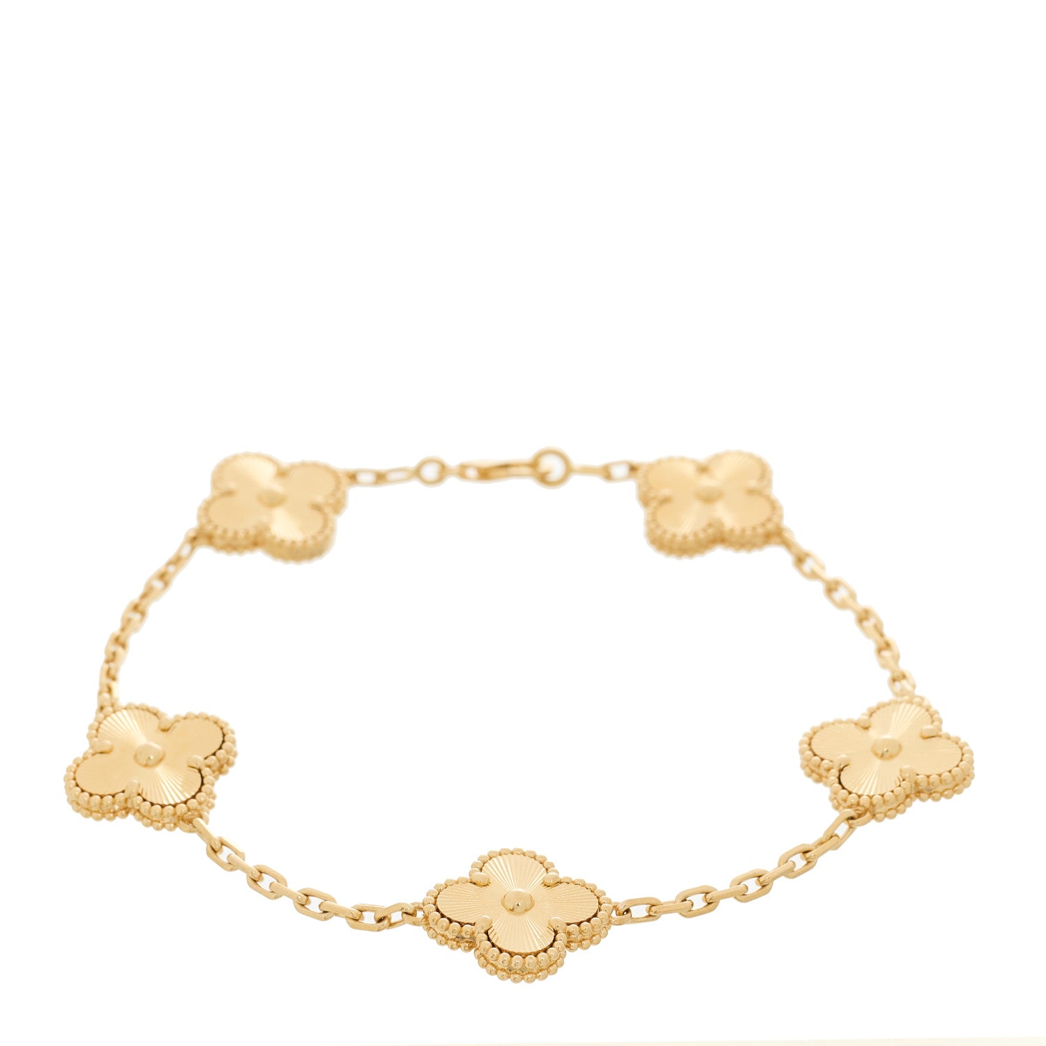 Van Cleef & Arpels 18K Yellow Gold 5 Motifs Guilloche Vintage Alhambra Bracelet 1 of 5