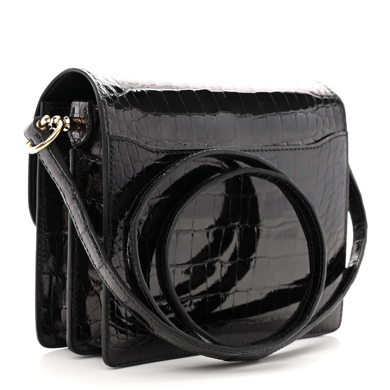 Hermes Shiny Alligator Mini Sac Roulis Black 3 of 11