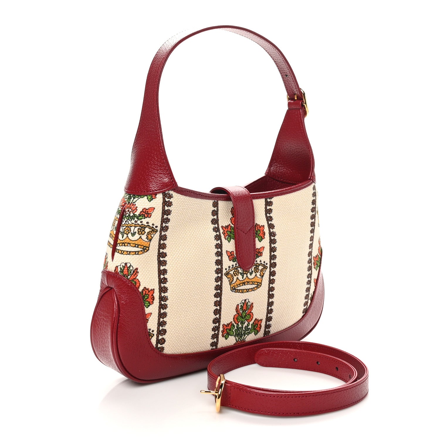 Gucci Canvas Calfskin 100 Centennial Music Small Jackie 1961 Hobo Ivory Red 3 of 9