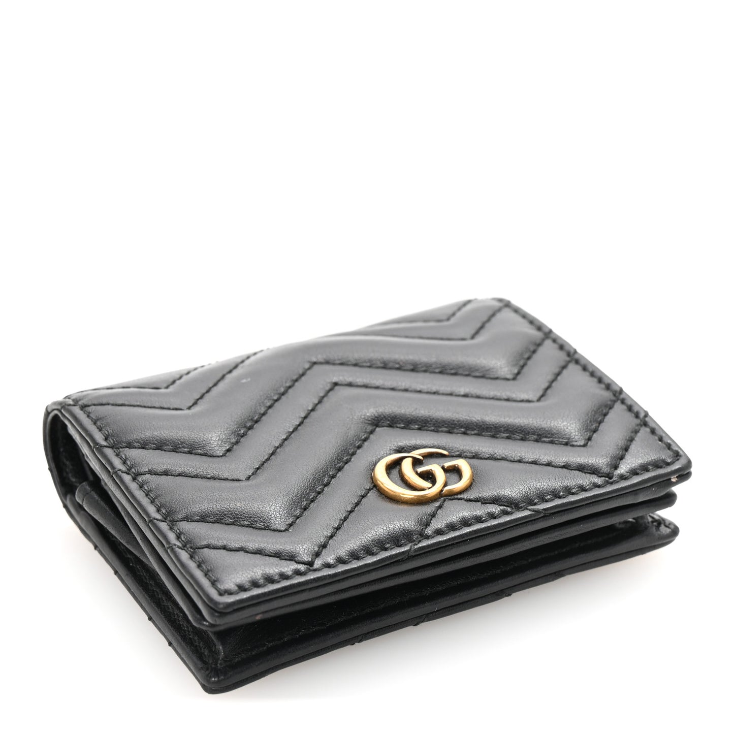 Calfskin Matelasse GG Marmont Card Case Wallet Black
