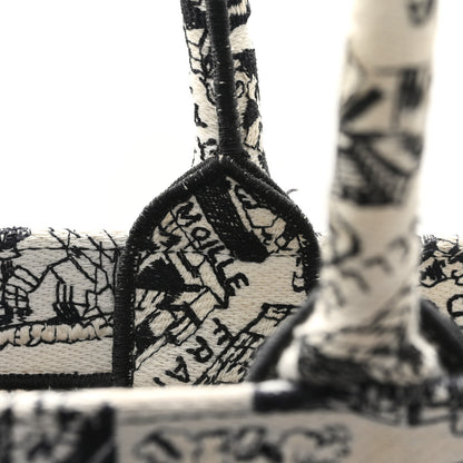 Christian Dior Canvas Embroidered Large Plan De Paris Book Tote White Black 11 of 11