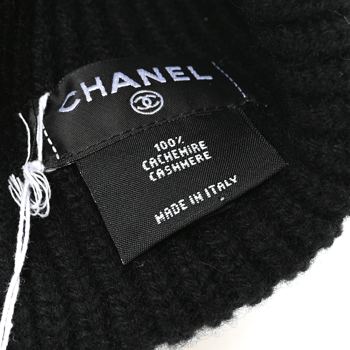 Chanel Cashmere CC Beanie Hat Black Ecru 4 of 4