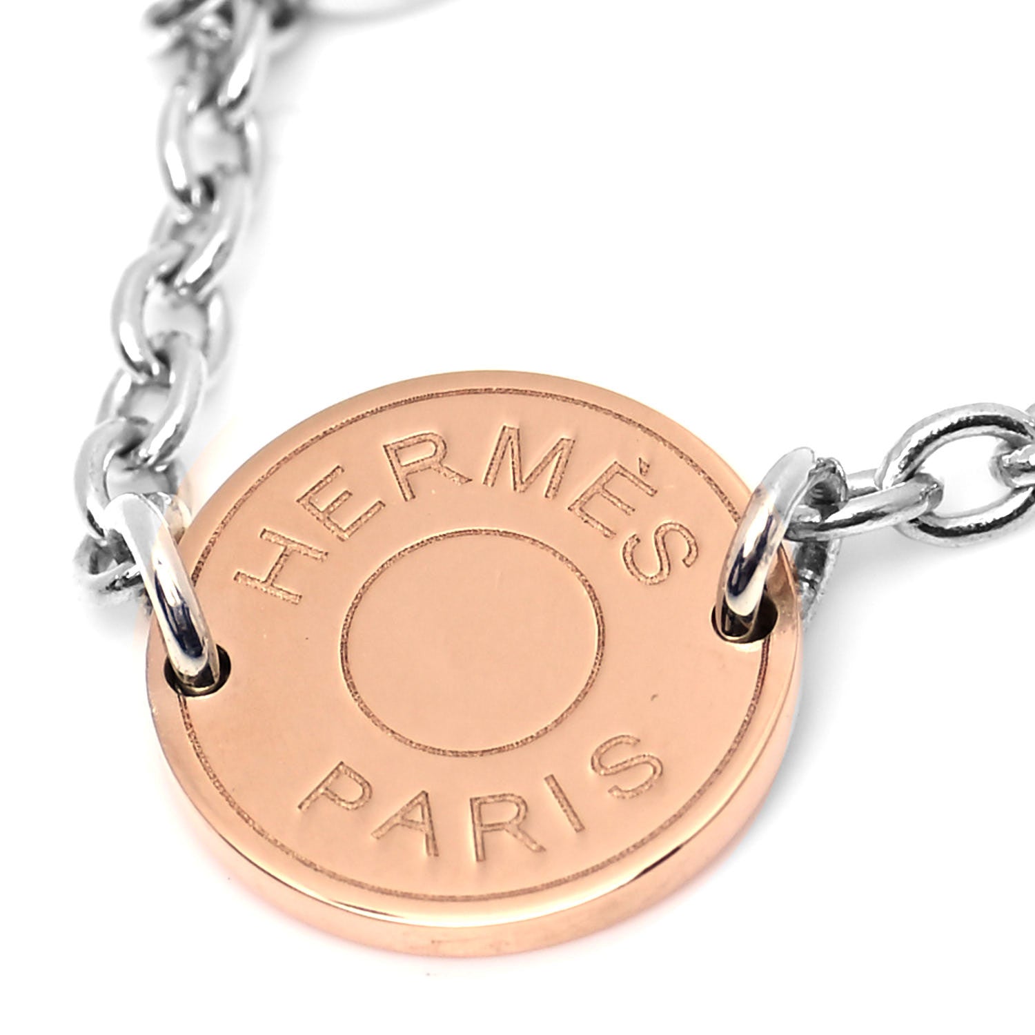 Hermes Sterling Silver 18K Rose Gold Confettis Bracelet 4 of 5