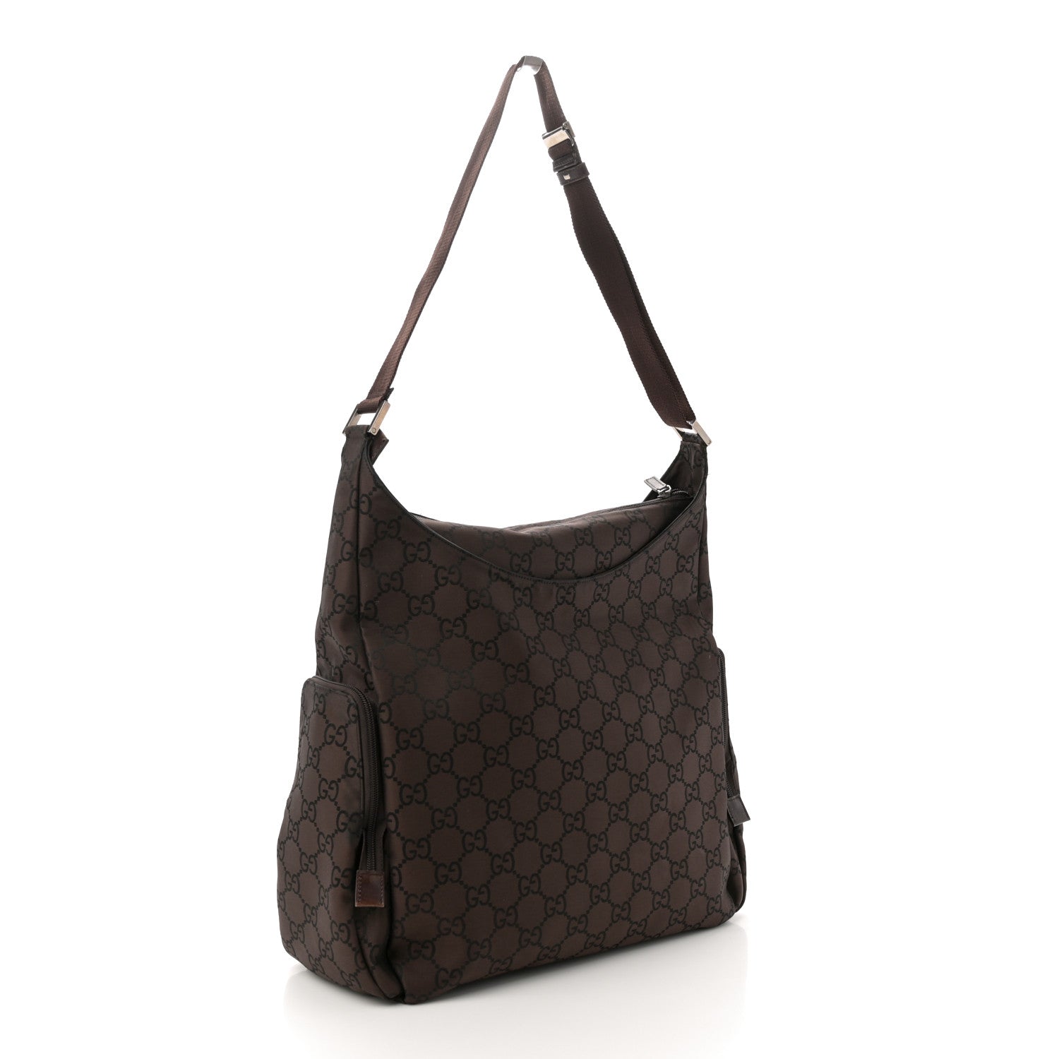 Gucci Nylon Monogram Extra Large Satchel Dark Brown 3 of 13