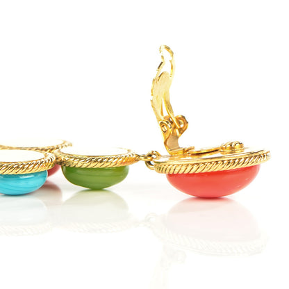 Chanel Gripoix Poured Glass CC Drop Earrings Gold 3 of 4