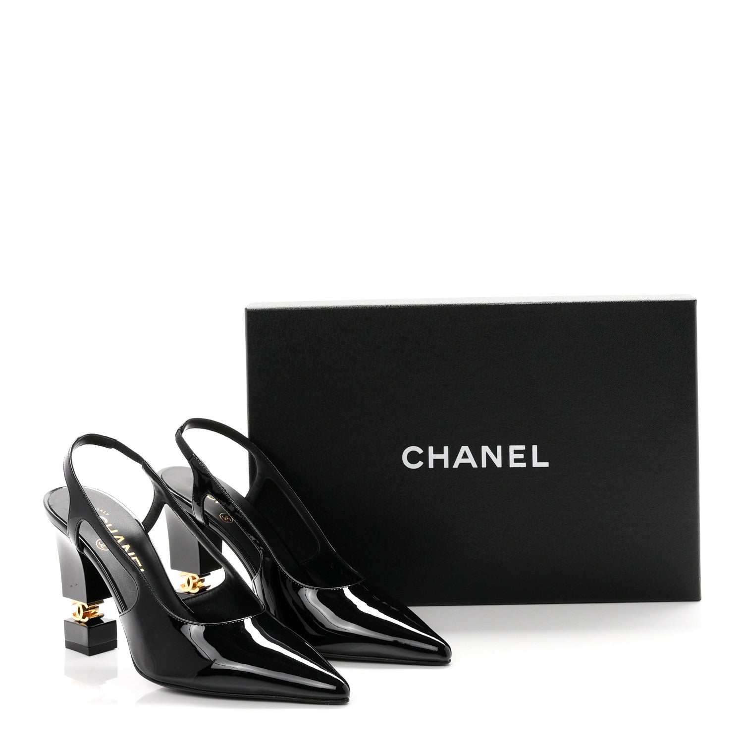 Chanel Patent Calfskin Slingback CC Cutout Pumps 36 Black 10 of 10