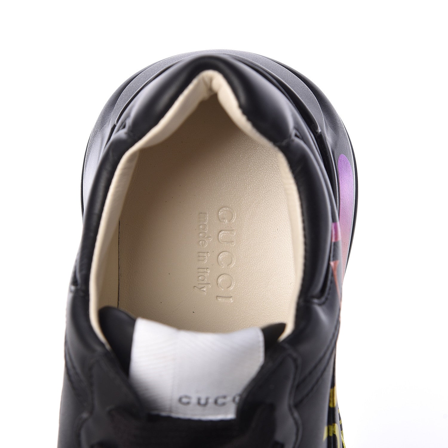 Gucci Calfskin Iridescent Logo Womens Rhyton Sneakers 35.5 Black 7 of 8
