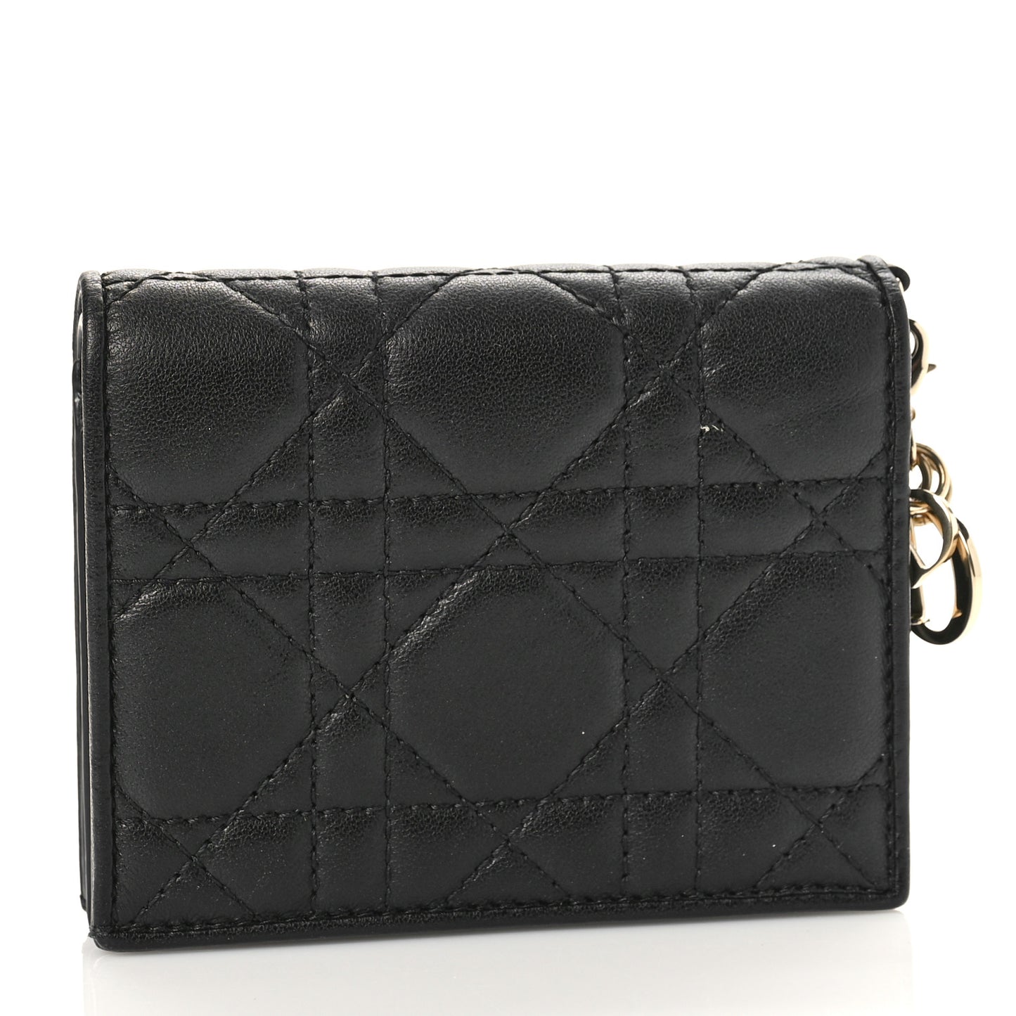 Lambskin Cannage Mini Lady Dior Wallet Black