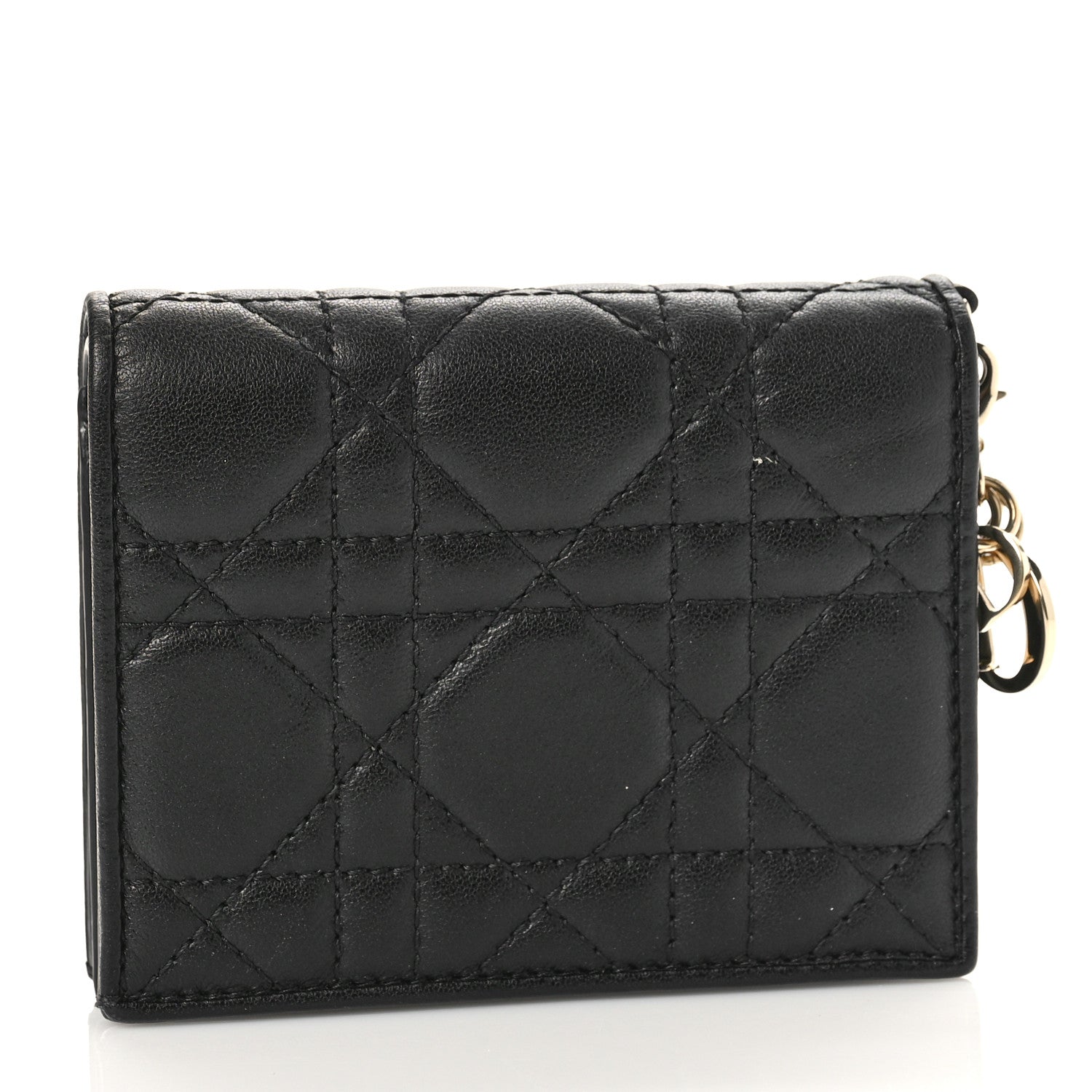 Christian Dior Lambskin Cannage Mini Lady Dior Wallet Black 3 of 8