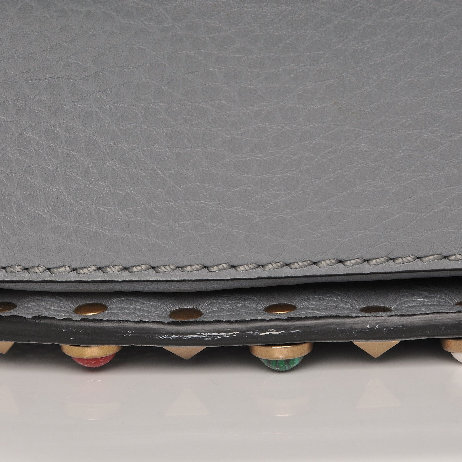 Valentino Garavani Pebbled Calfskin Medium Rockstud Rolling Flap Saddle Bag Light Stone 9 of 11