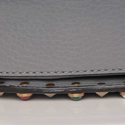 Valentino Garavani Pebbled Calfskin Medium Rockstud Rolling Flap Saddle Bag Light Stone 9 of 11