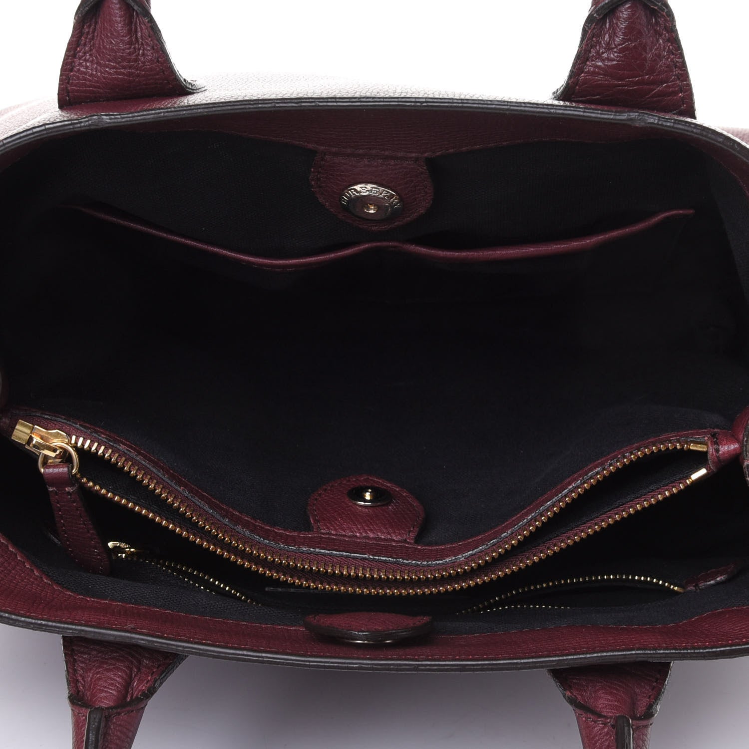 Burberry Grainy Calfskin House Check Medium Banner Tote Elderberry 4 of 4