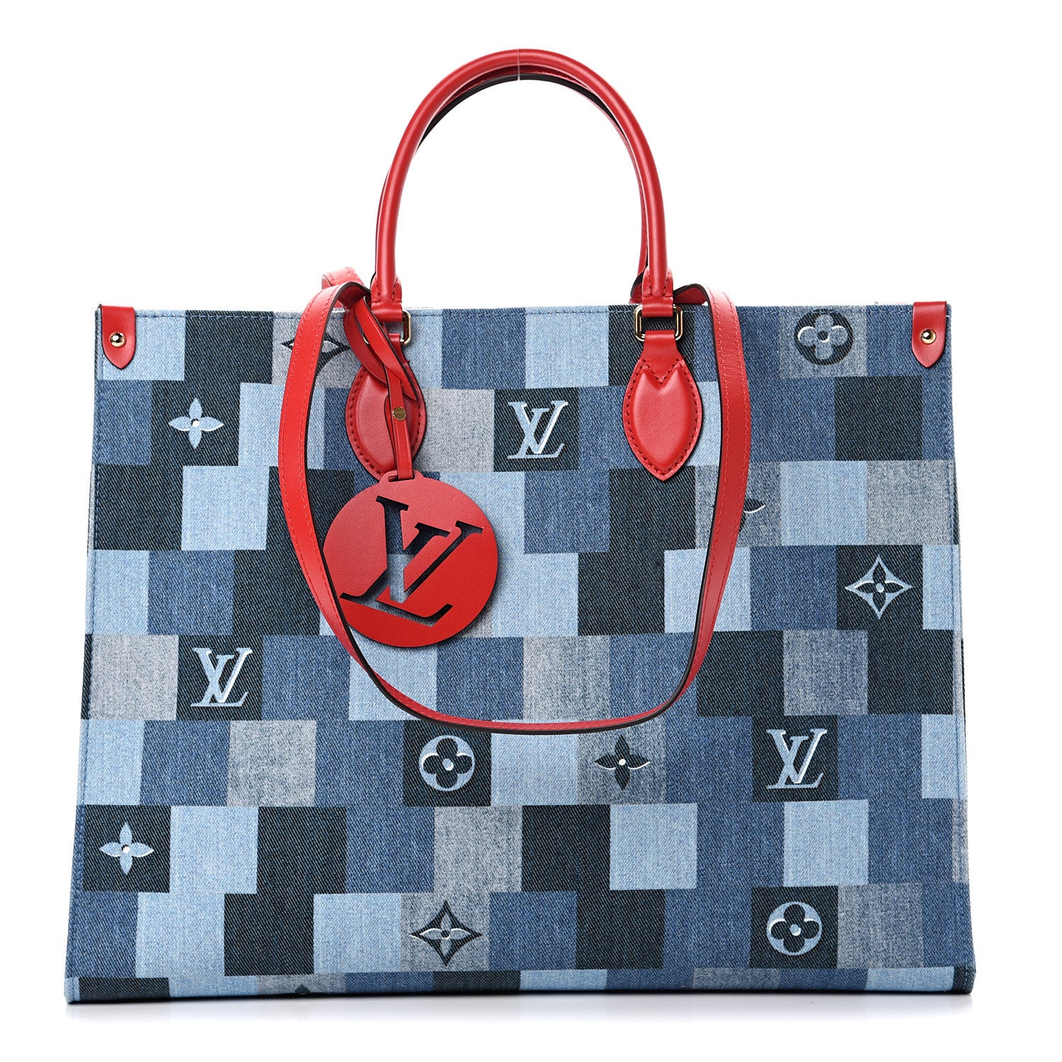 Louis Vuitton Denim Damier Monogram Onthego Blue Rouge 1 of 9