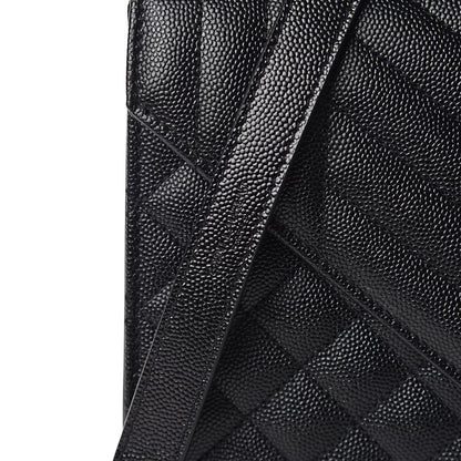 Saint Laurent Grain De Poudre Textured Mixed Matelasse Triquilt Medium Monogram Satchel Black 8 of 11