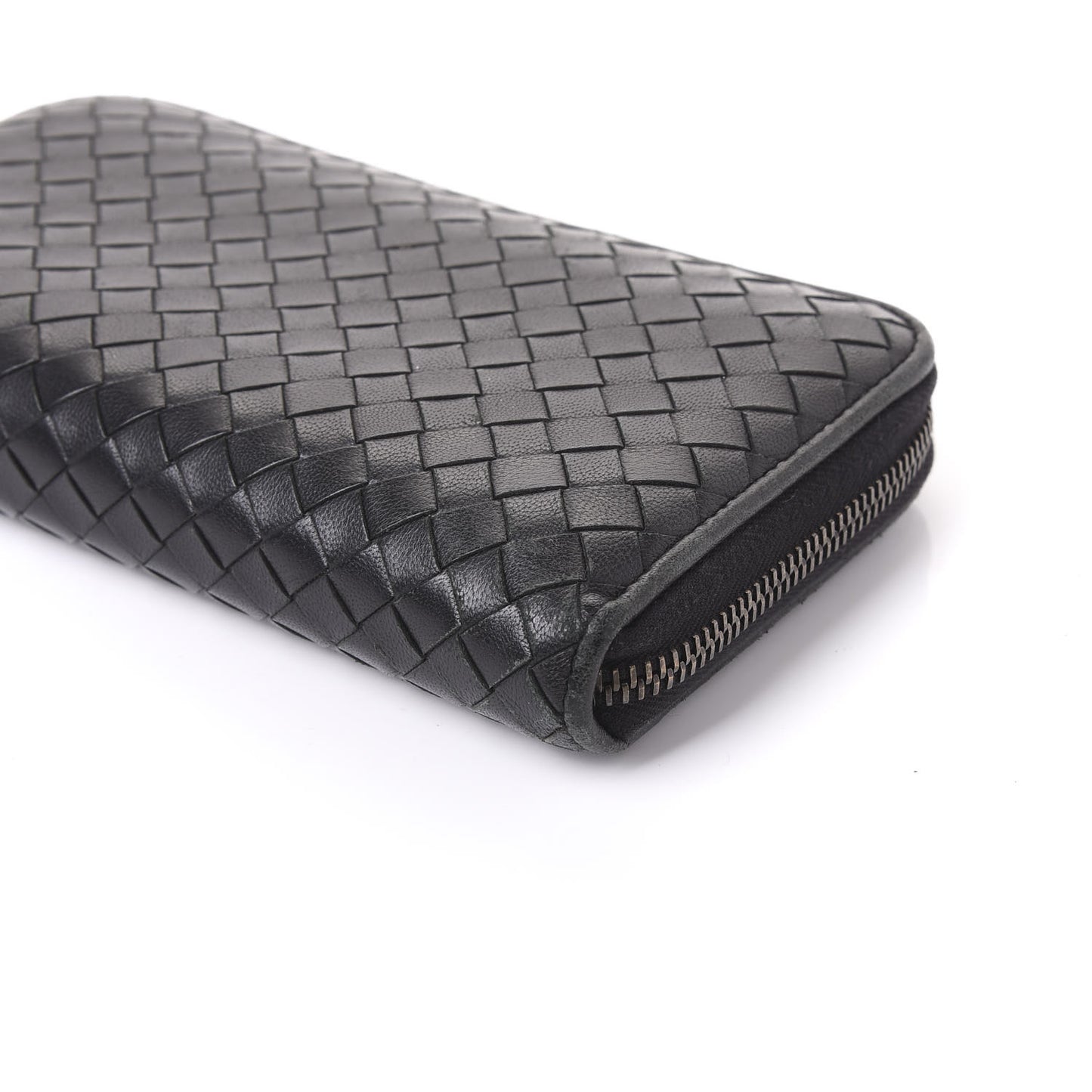 Nappa Intrecciato Zip Around Wallet Black