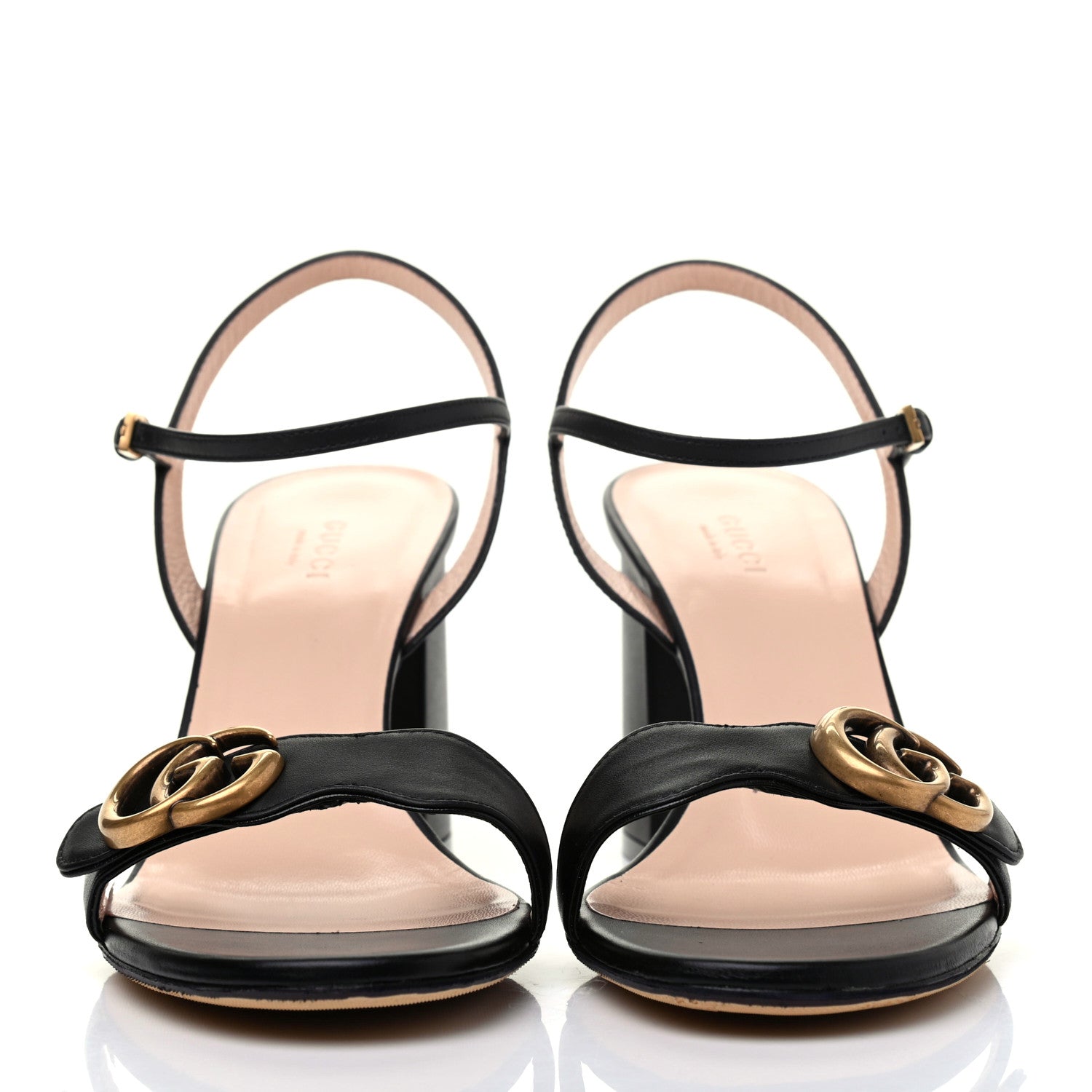 Gucci Lifford Calfskin GG Marmont Ankle Wrap 75mm Sandals 40 Black 2 of 12