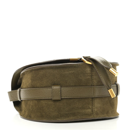 Chloe Suede Calfskin Mini Marcie Round Crossbody Bag Deep Olive 4 of 10