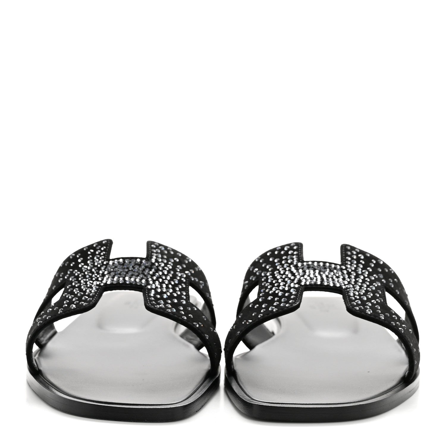 Hermes Suede Crystal Embellished Oran Sandals 40 Black 3 of 10