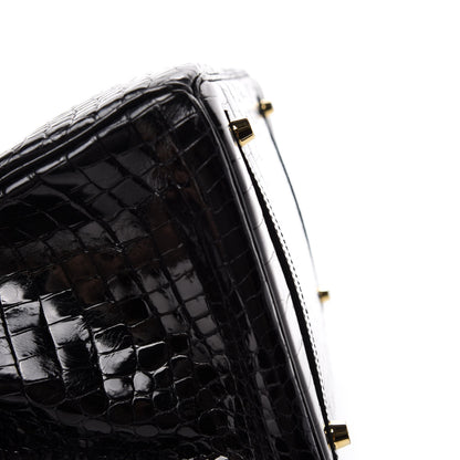 Hermes Shiny Porosus Crocodile Birkin 35 Black 7 of 34