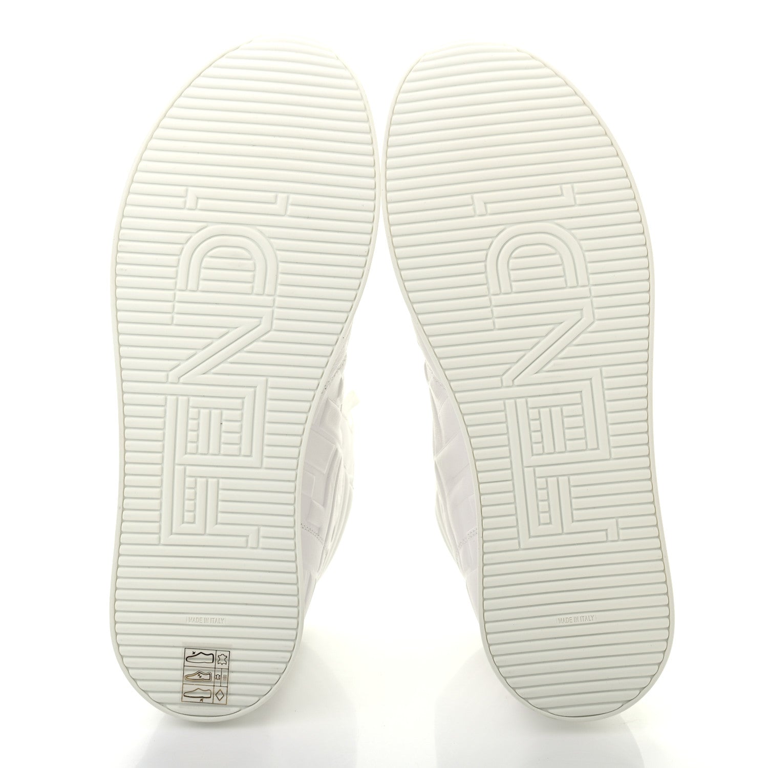 Fendi Nappa Macro FF Embossed Womens High Top Sneakers 39 White Ice 5 of 8