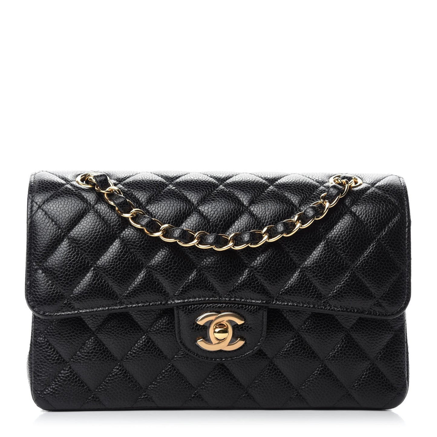 Caviar Quilted Small Double Flap Black