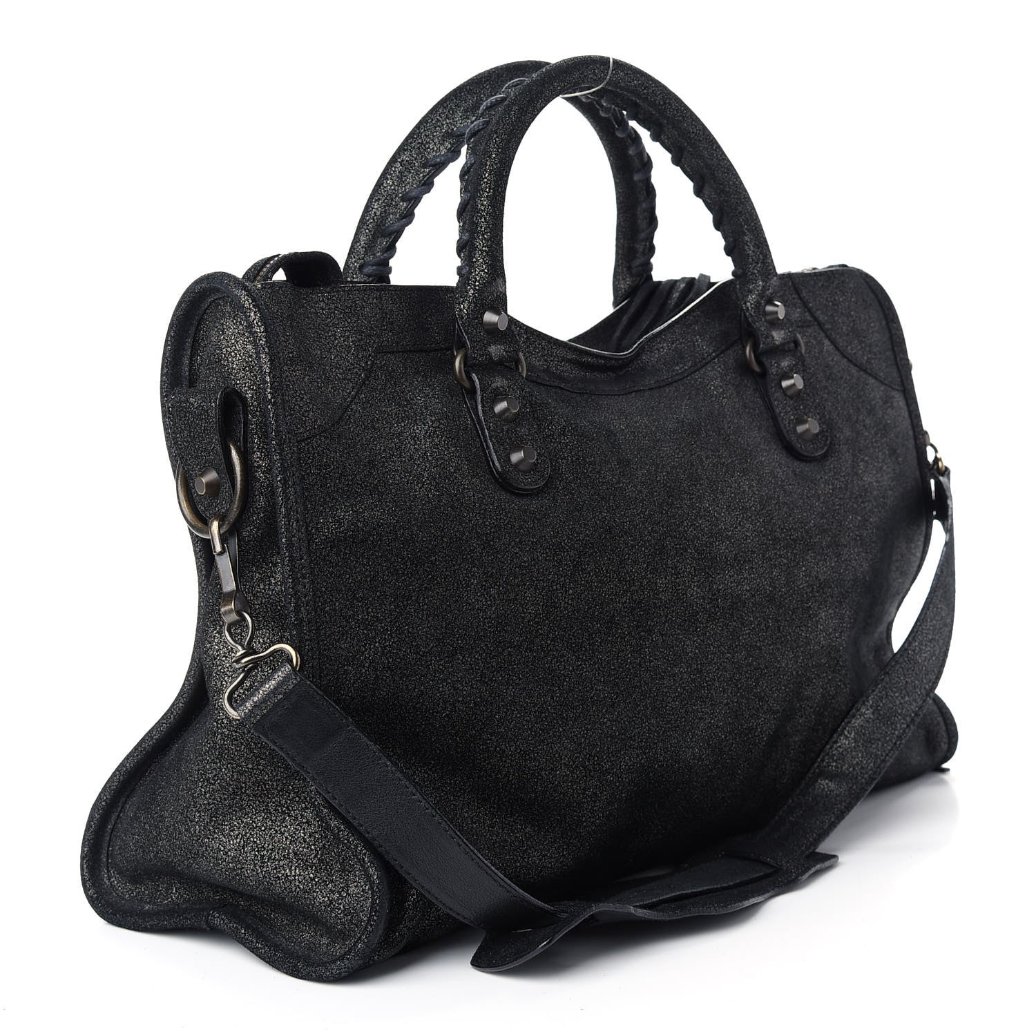 Balenciaga Metallic Craquele Classic Hardware City Black 3 of 9