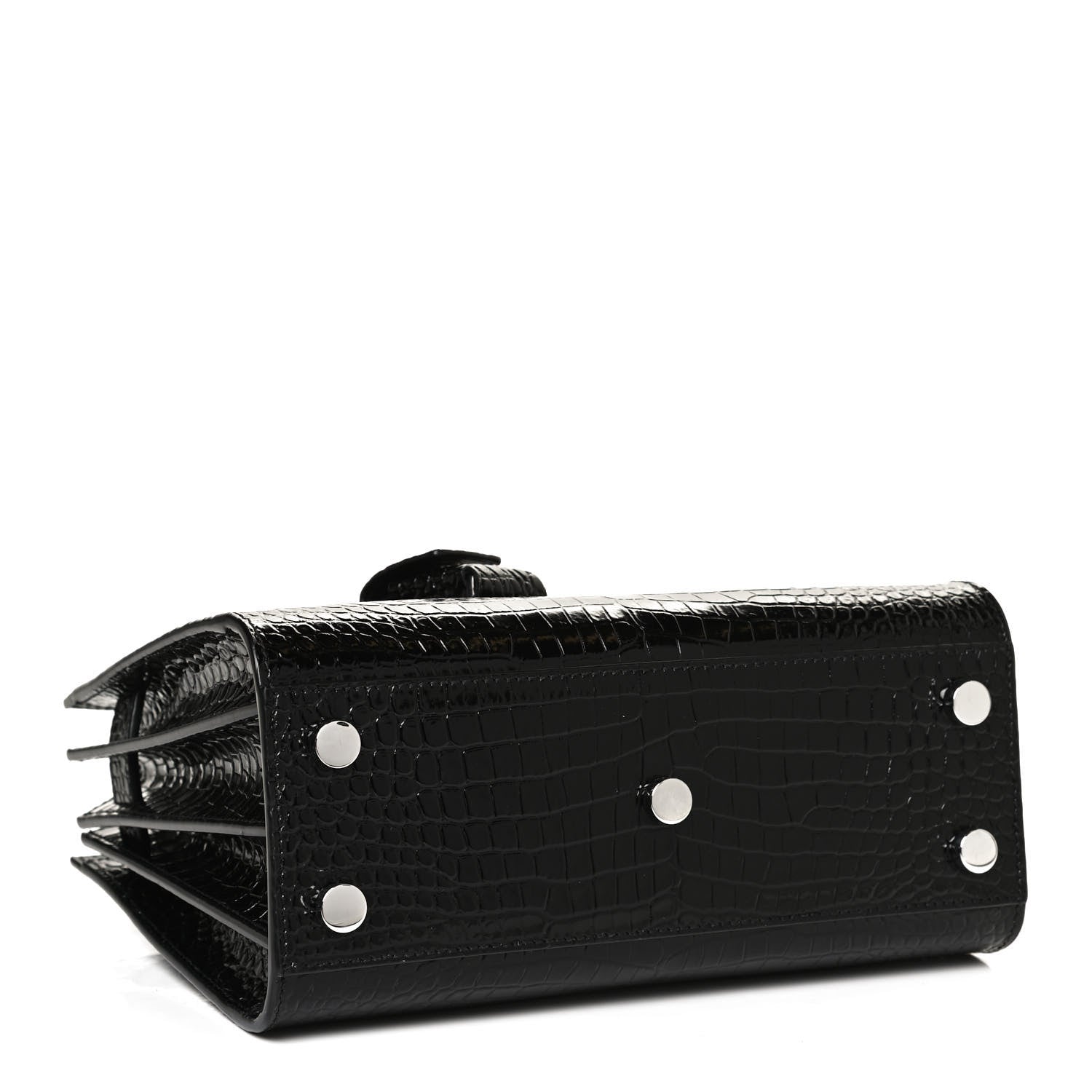 Saint Laurent Calfskin Crocodile Embossed Nano Sac De Jour Black 4 of 10