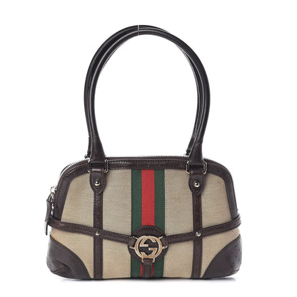 Gucci Canvas Calfskin GG Reins Tote Brown 1 of 9