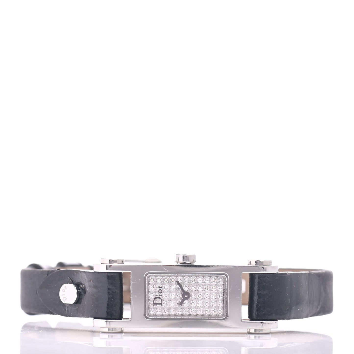Stainless Steel Calfskin Diamond 12mm Dior66 Quartz Watch Black