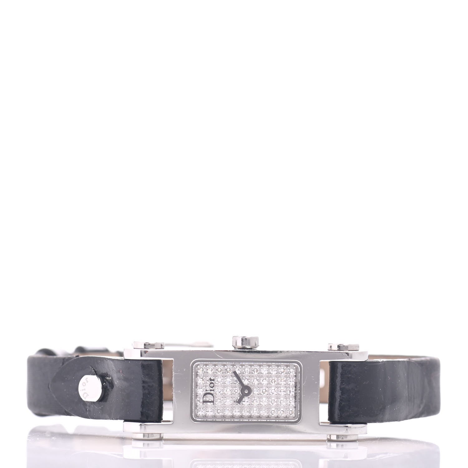 Christian Dior Stainless Steel Calfskin Diamond 12mm Dior66 Quartz Watch Black 2 of 5
