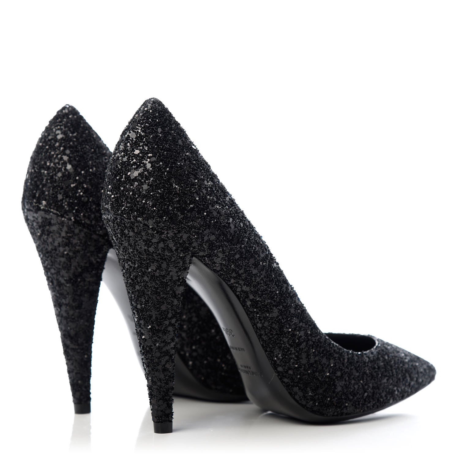 Saint Laurent Glitter Era Pumps 39.5 Black Silver 4 of 11