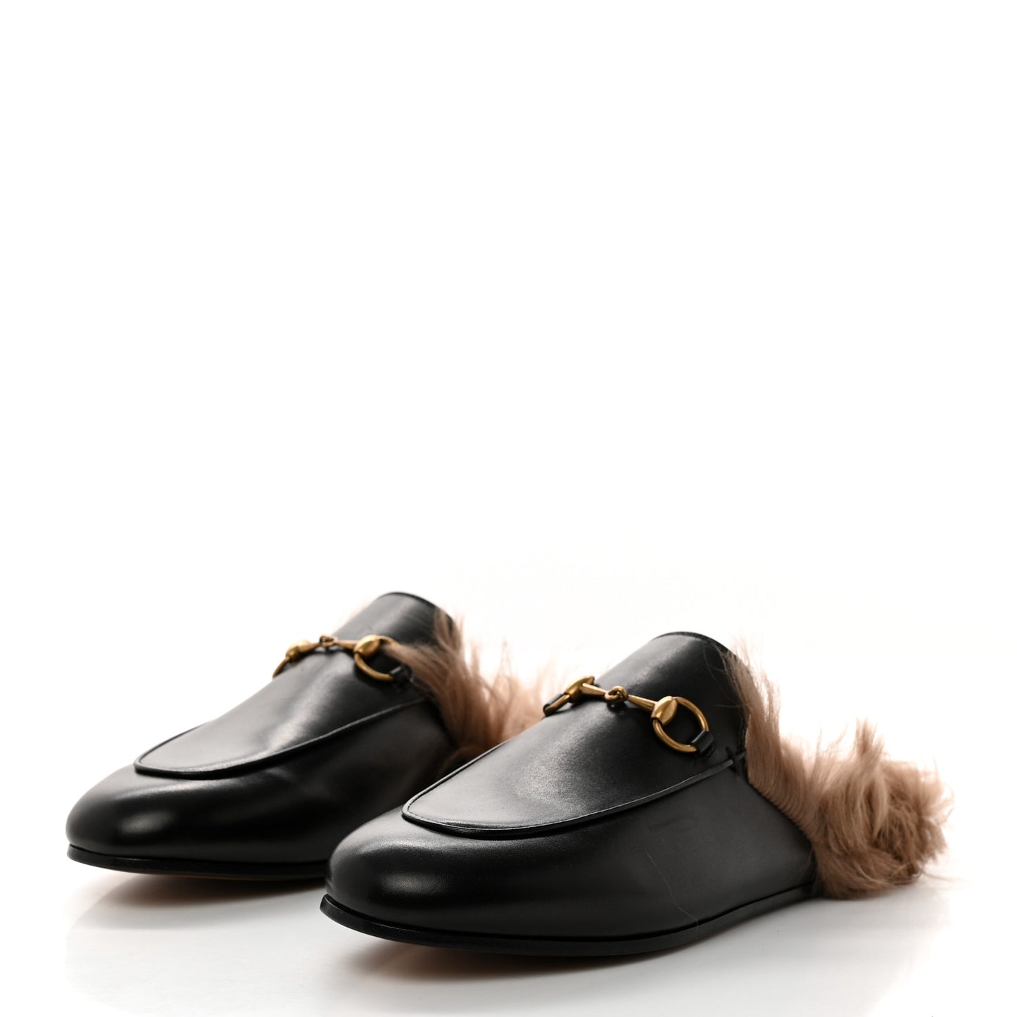Calfskin Fur Womens Princetown Slippers 37.5 Black