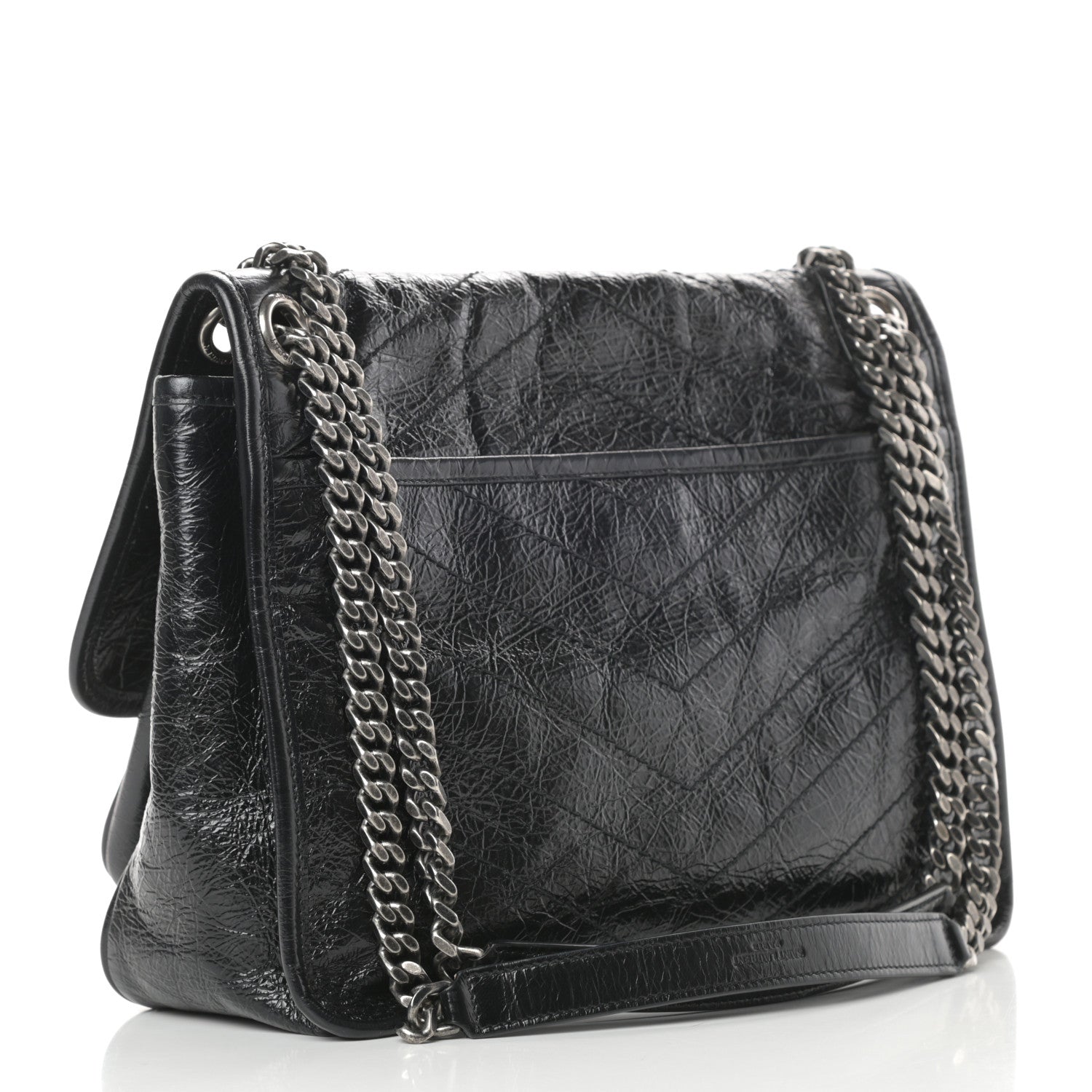Saint Laurent Crinkled Calfskin Matelasse Monogram Medium Niki Chain Satchel Black 3 of 13
