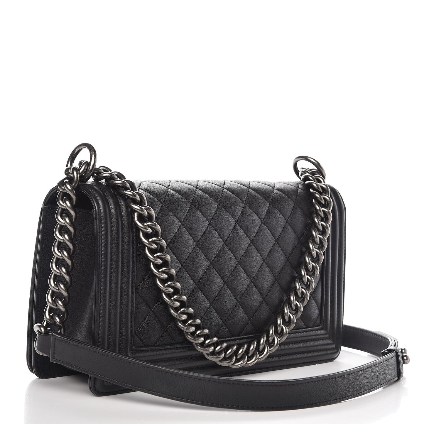 Calfskin Quilted Medium Boy Flap Black