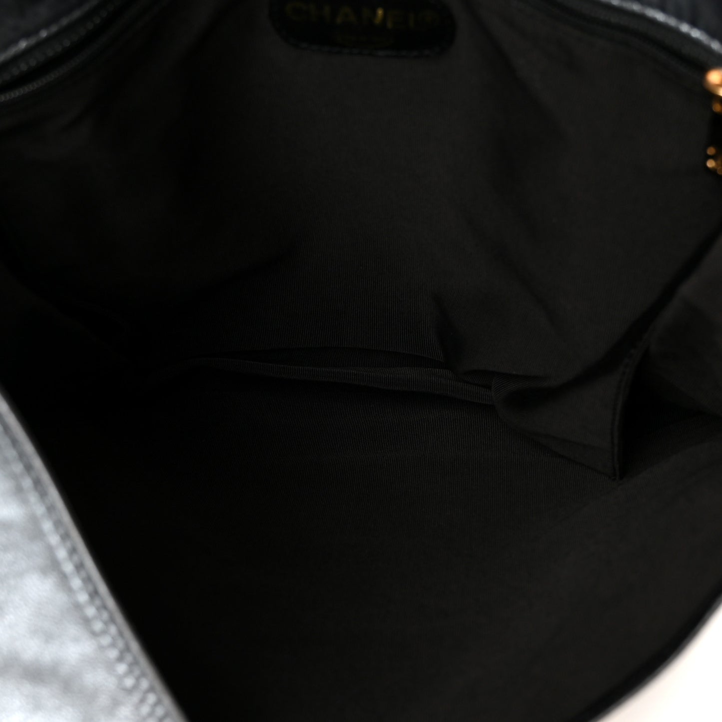 Metallic Lambskin Logo Messenger Silver