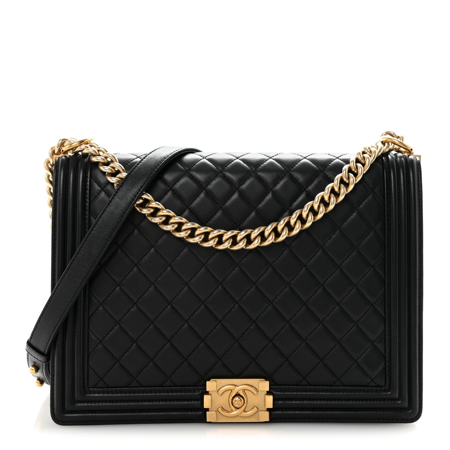 Chanel Lambskin Quilted Large Boy Flap Black 1 of 10