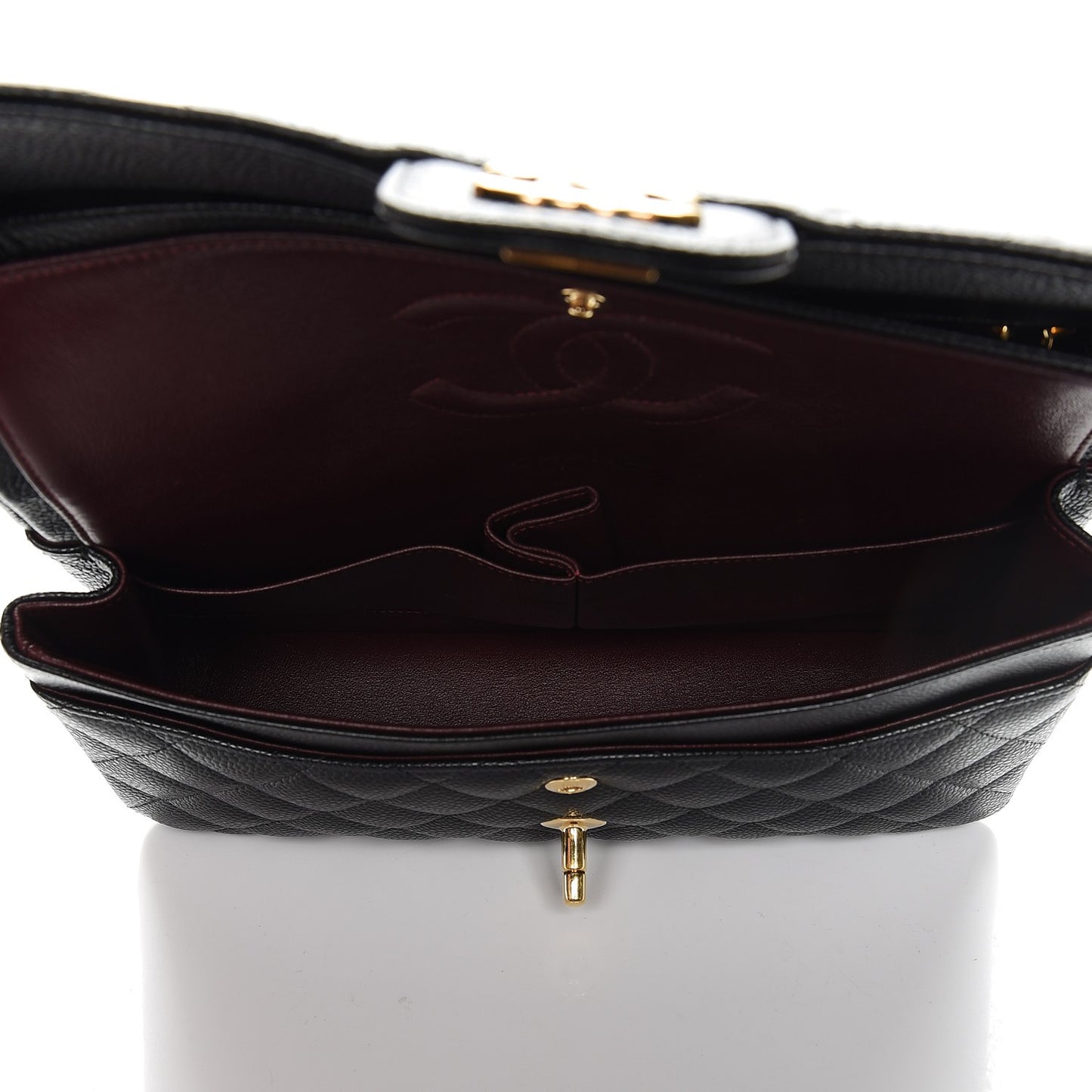 Caviar Quilted Medium Double Flap Black