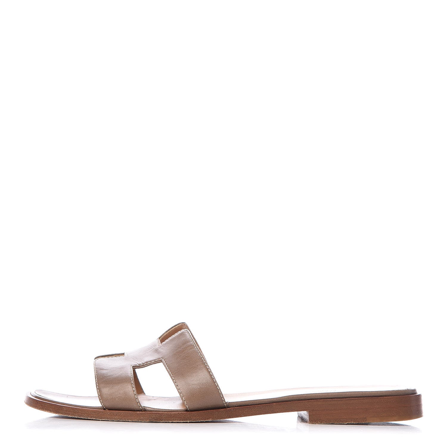 Hermes Box Calfskin Oran Sandals 38 Taupe 1 of 16