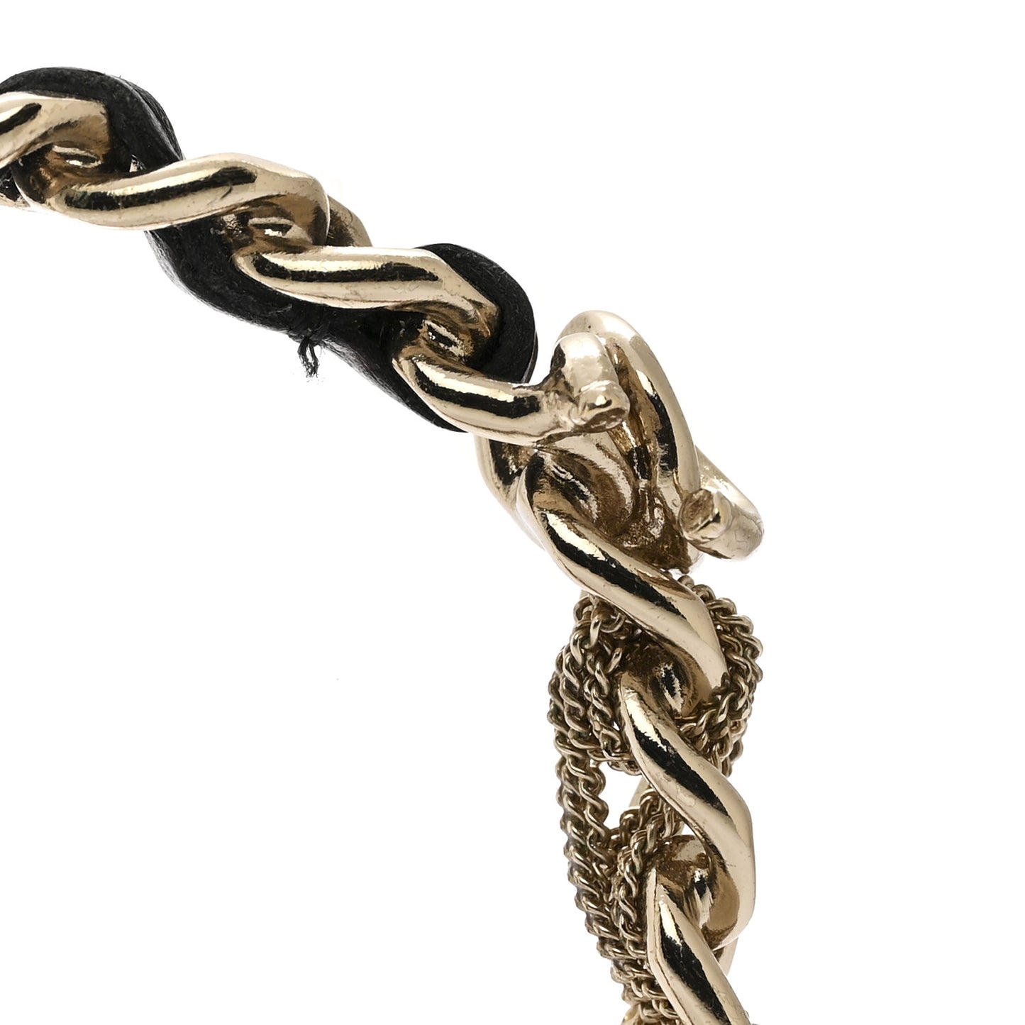 Lambskin CC Chain Hoop Earrings Gold
