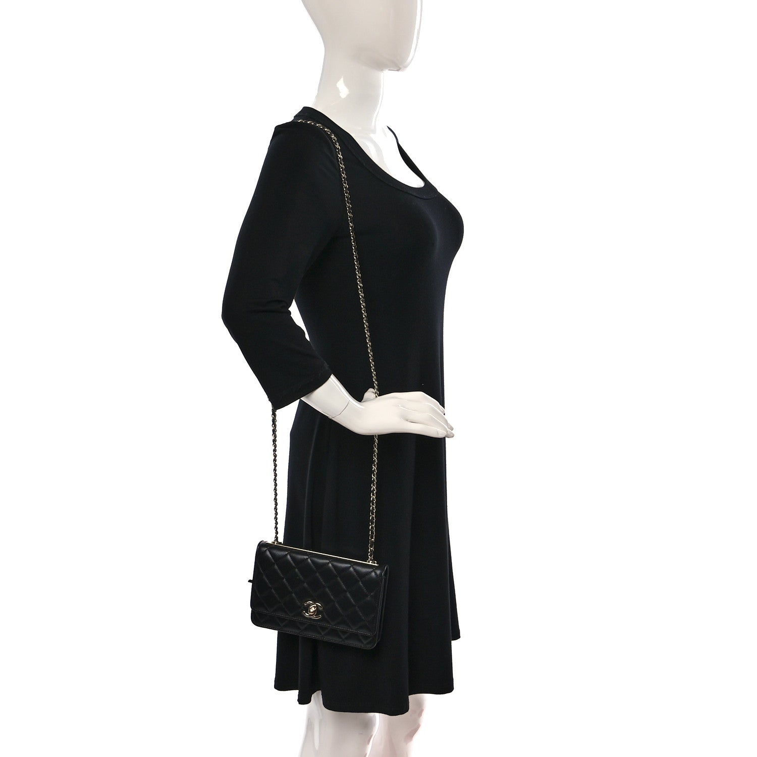 Chanel Lambskin Quilted Trendy CC Wallet On Chain WOC Black 3 of 13
