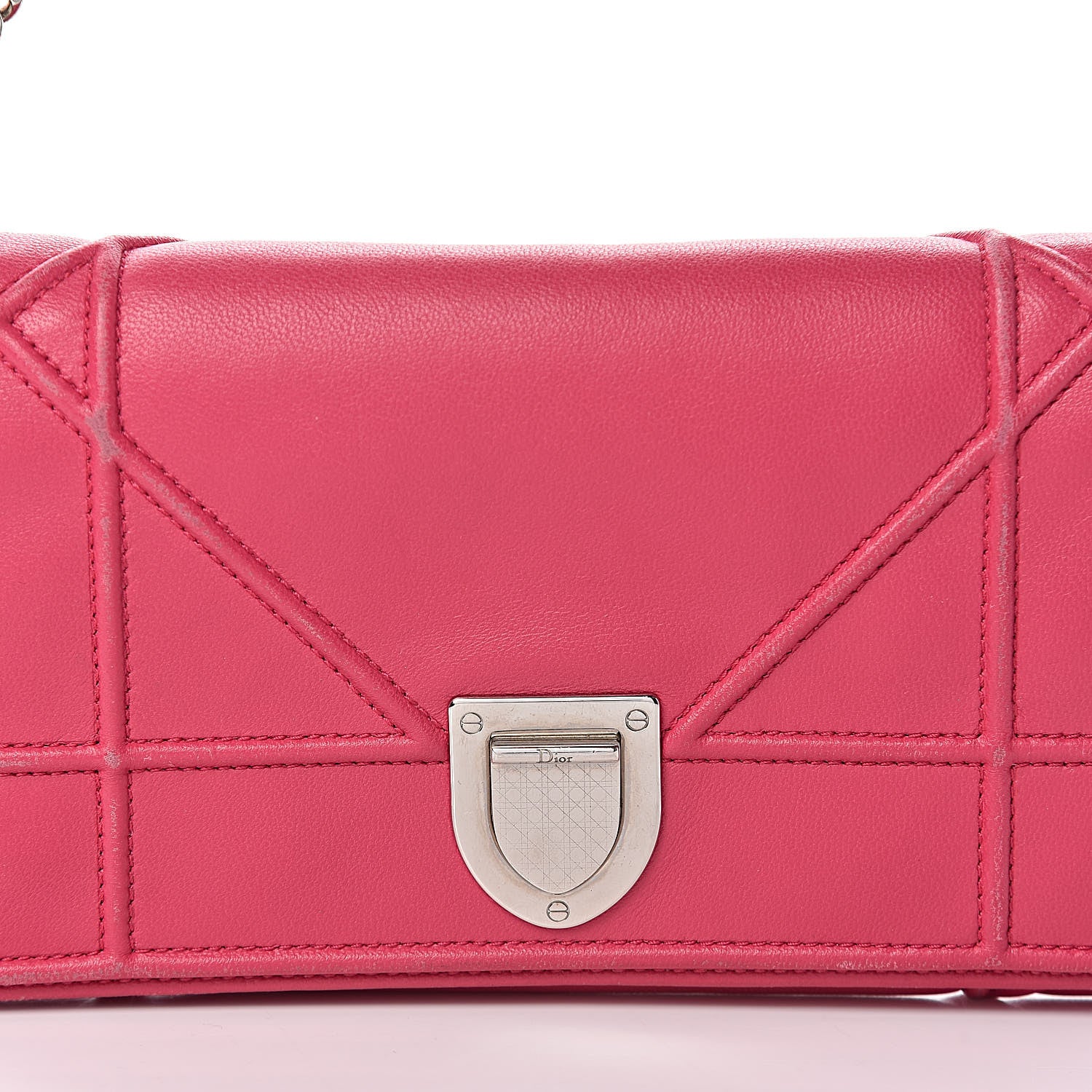 Christian Dior Lambskin Diorama Croisiere Chain Wallet Fuchsia 9 of 17