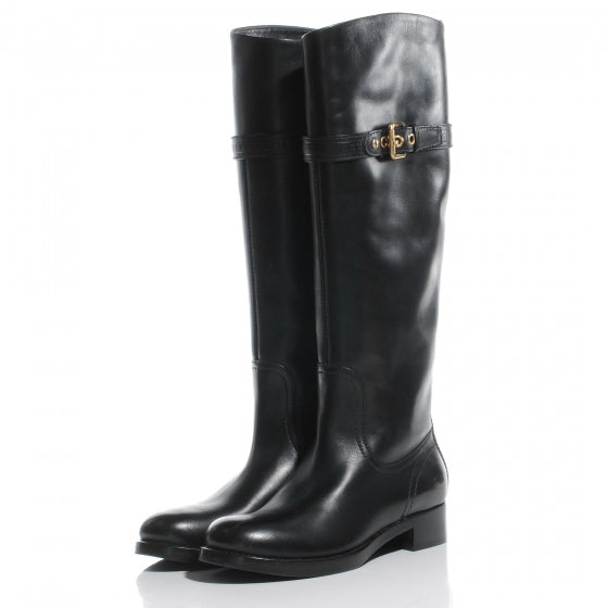 Louis Vuitton Leather Susan High Flat Black Boots 36.5 3 of 7
