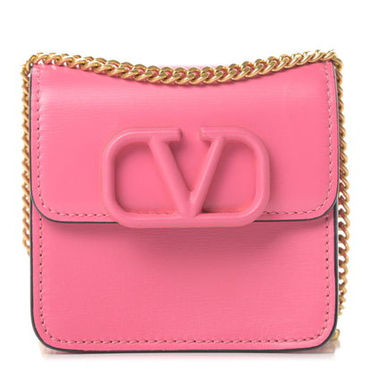 Valentino Garavani Smooth Calfskin Vlogo Compact Wallet with Chain Feminine Pink 1 of 10
