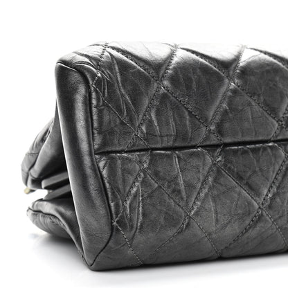 Chanel Aged Calfskin Quilted Medium Just Mademoiselle Bowling Bag Grey 8 of 11