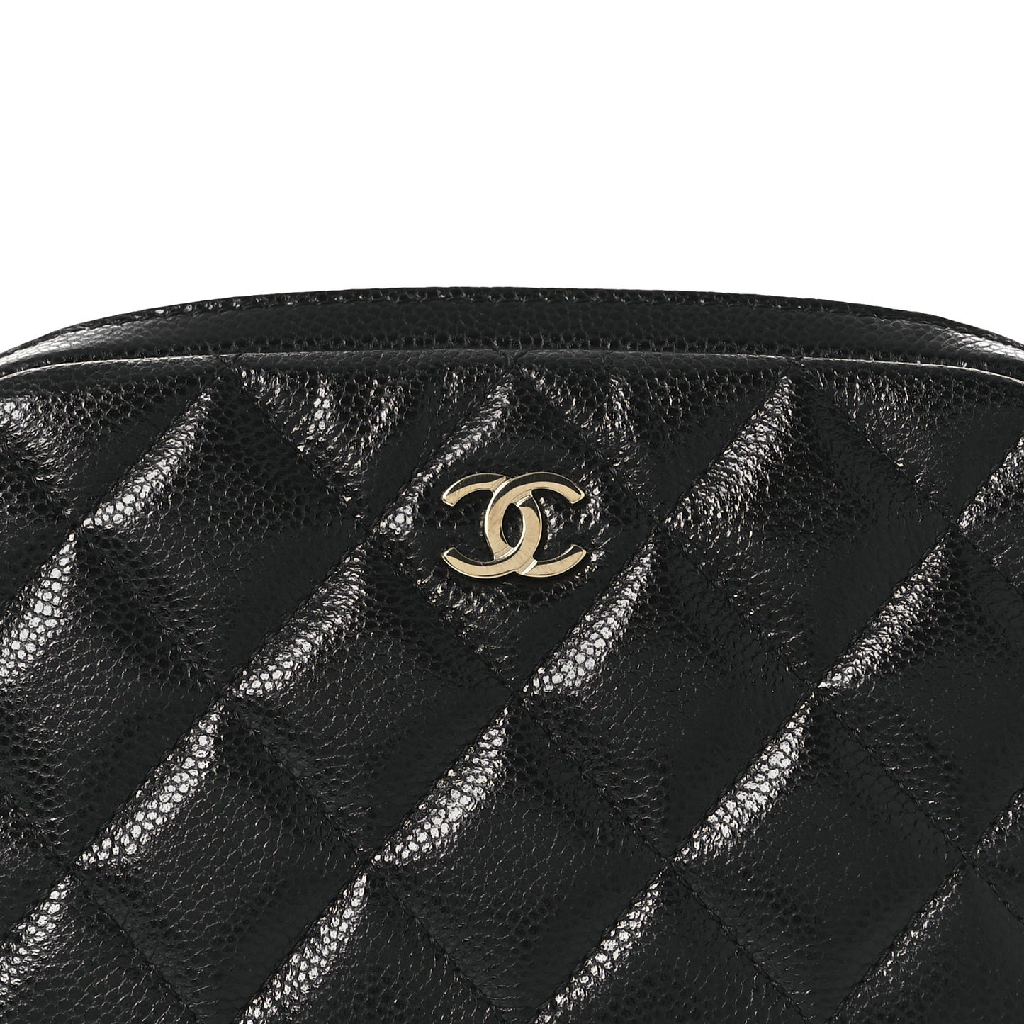Caviar Quilted Small Curvy Pouch Cosmetic Case Black